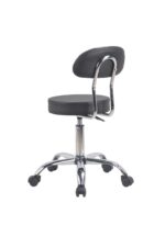 ⁦כסא קוסמטיקאית – רגל ניקל + גלגלים- מושב דמוי עור⁩ – תמונה ⁦4⁩