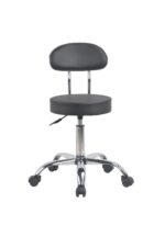 כסא קוסמטיקאית – רגל ניקל + גלגלים- מושב דמוי עור