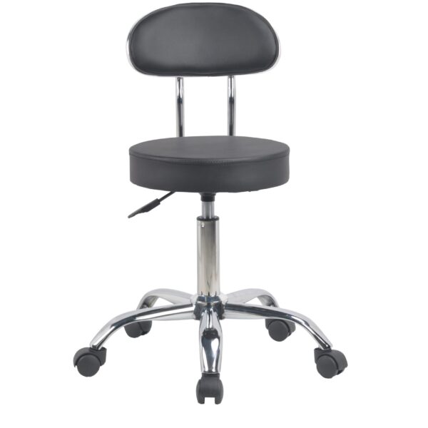 כסא קוסמטיקאית – רגל ניקל + גלגלים- מושב דמוי עור