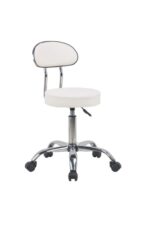 ⁦כסא קוסמטיקאית – רגל ניקל + גלגלים- מושב דמוי עור⁩ – תמונה ⁦2⁩